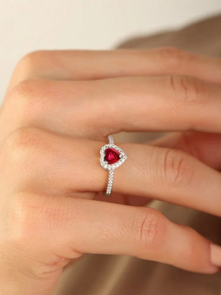 Gorgeous Zircon Romantic Love Heart Ring for Women Engagement Wedding Real 925 Sterling Silver Luxury High Quality Fine Jewelry