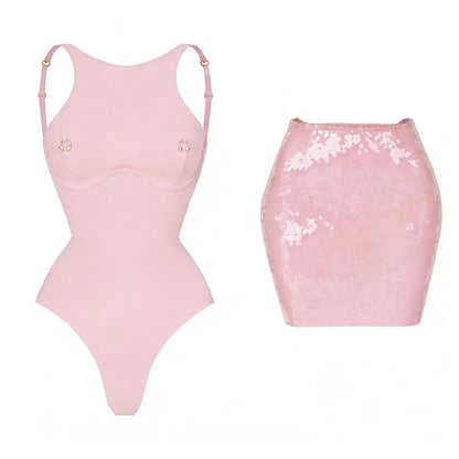 2026 2Pcs Sexy Women One Piece Swimsuit Female Swimwear Solid Biquini High Cut Monokini Push Up Swim Suits Bathingsuit Beachwear