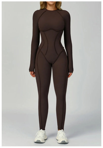 Sexy Hollow Back Long Sleeve Yoga Jumpsuit Women Quick Dry One-piece Yoga Suit Gym Training Leggings Playsuit Slim Fit Bodysuits
