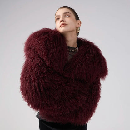 Mongolian Sheep Fur Women Coat Winter Warm Real Fur Cloth 2026 Natural Sheep Fur Clothes