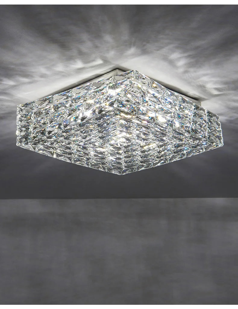 Modern Nordic Luxury Crystal LED Ceiling Light Gold Chrome Flush Mount Lamp for Living Dining Room Bedroom Home Decor Lighting