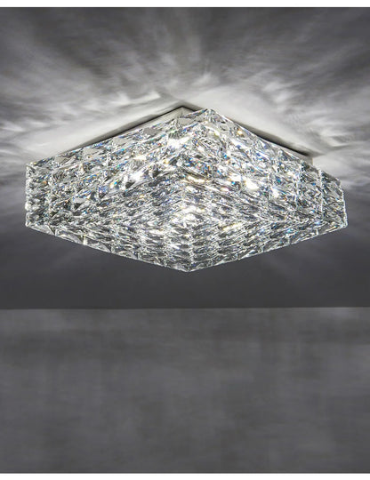 Modern Nordic Luxury Crystal LED Ceiling Light Gold Chrome Flush Mount Lamp for Living Dining Room Bedroom Home Decor Lighting