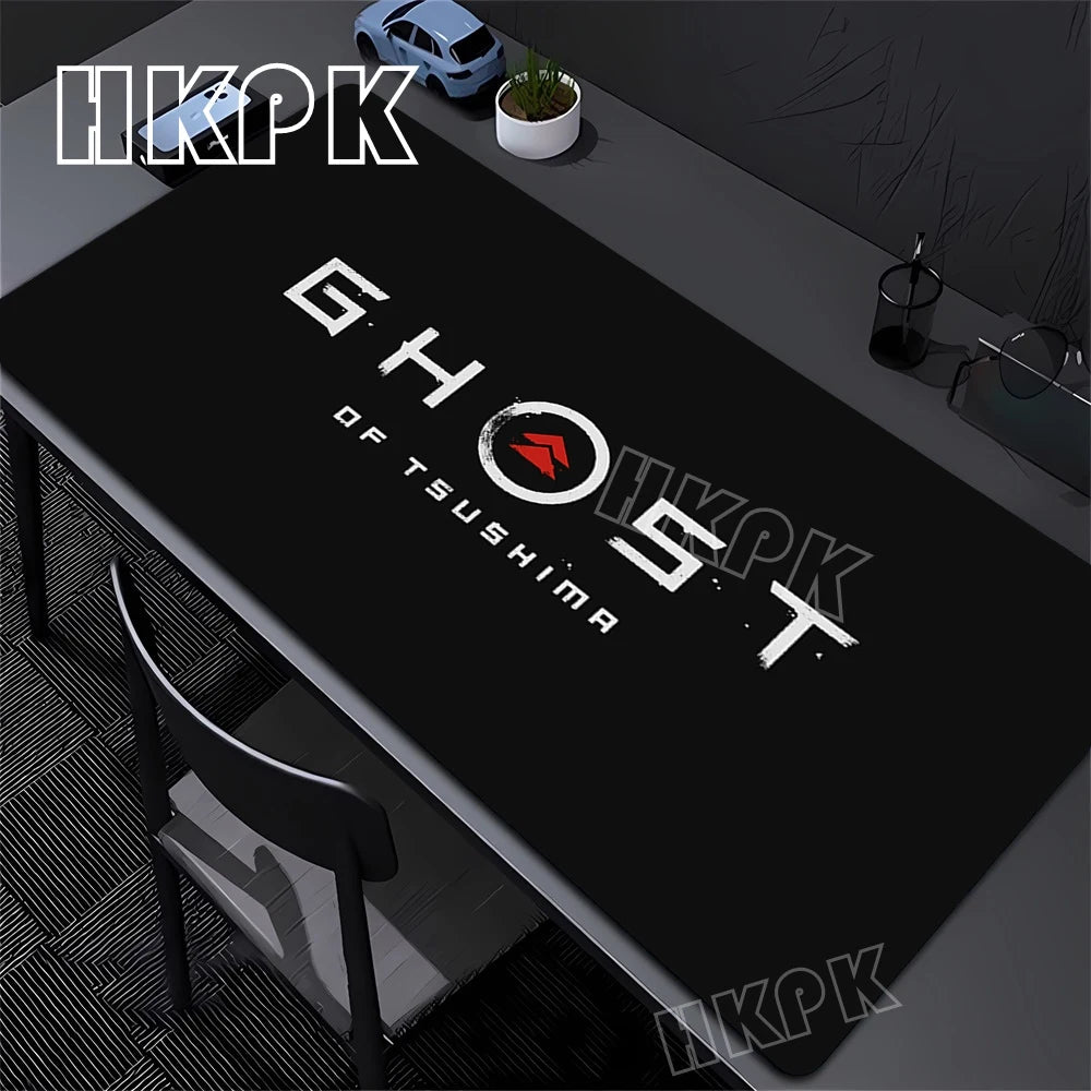 Large Computer Gamer Table Mat Ghost of Tsushima Samurai  Mouse Pad Laptop Desk Mats PC Mousepad Non-slip Rubber keyboard Pads