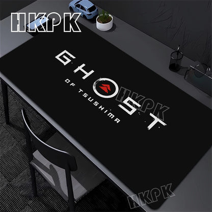 Large Computer Gamer Table Mat Ghost of Tsushima Samurai  Mouse Pad Laptop Desk Mats PC Mousepad Non-slip Rubber keyboard Pads