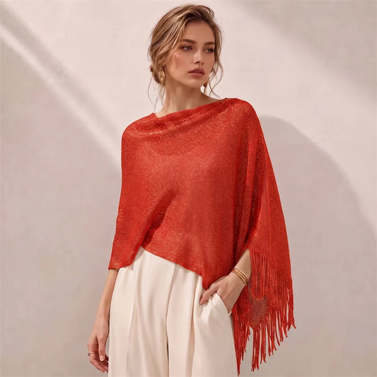 New 2026 Shawls Summer Beach Sexy Women Fashion Solid Color Smock Bikini Cover Up Loose Blouse Sunscreen Comfortable Poncho Hot