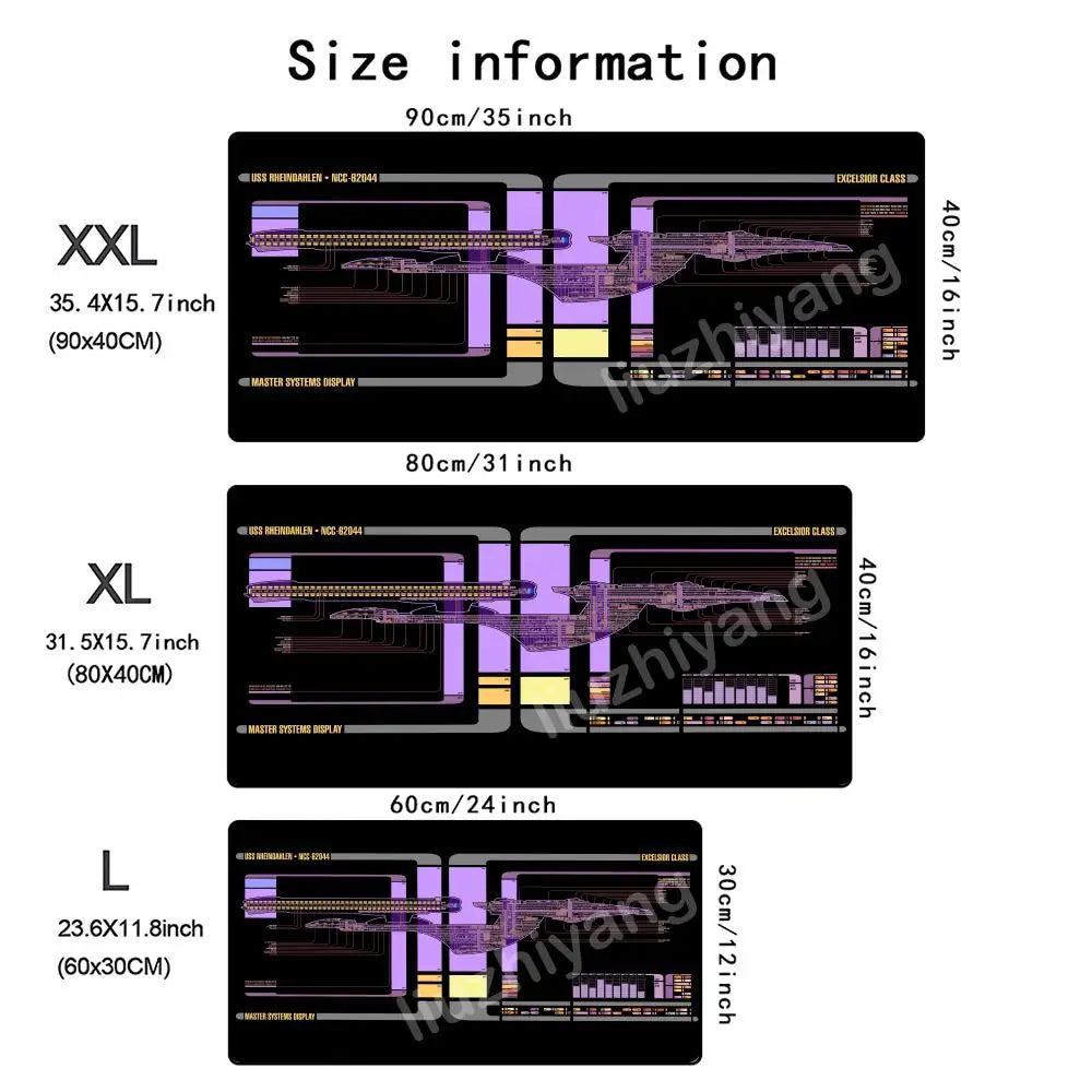 Spaceship Blueprints Mouse Pad Large Computer Office Game Table Mat Rubber Anti-slip Stitched Keyboard Mats 90x40 XXL Desk Pads