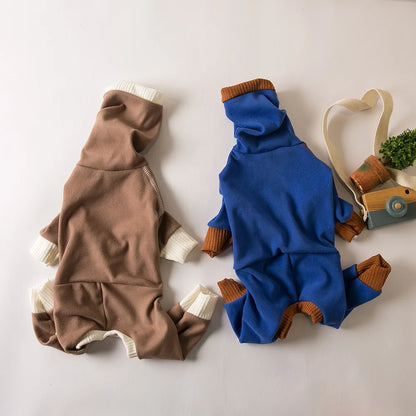 Soft Turtleneck Dog Jumpsuit Spring Autumn Stretch Warm Onesie Pajamas Whippets Greyhound Breeds Clothes for Medium Large Dogs