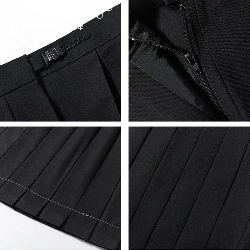 Basic Style Japanese Korean School Uniform College High School Student Uniforms Sailor Cosplay Costumes Black Top Pleated Skirt