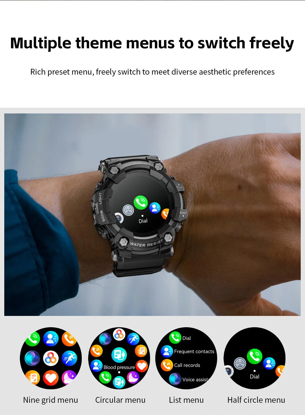 HY Digital LOKMAT Outdoor Smartwatch 1.32 Inch BT Call Smart Watch Men Sports Fitness Tracker Compass Smartwatch for Android IOS