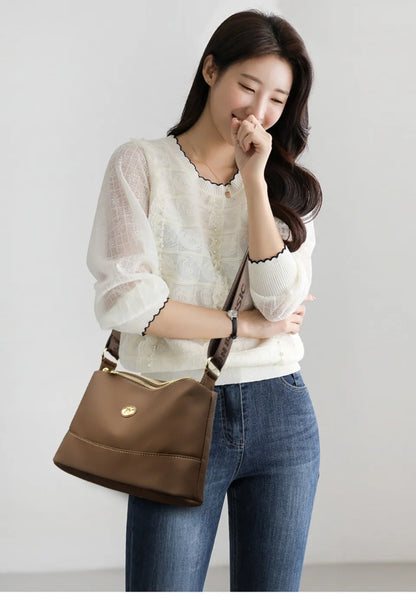 High Quality Women's Waterproof Nylon Multilayer Crossbody Bag Ladies Large Capacity Handbag Purse Female Shoulder Bags 3 Layers