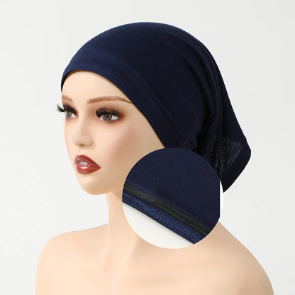 Muslim Instant Hijab Cap Solid Color For Women With Antislip Strips Ramadan Undercap Scarf Stretch Turban Hat Islamic Headwear