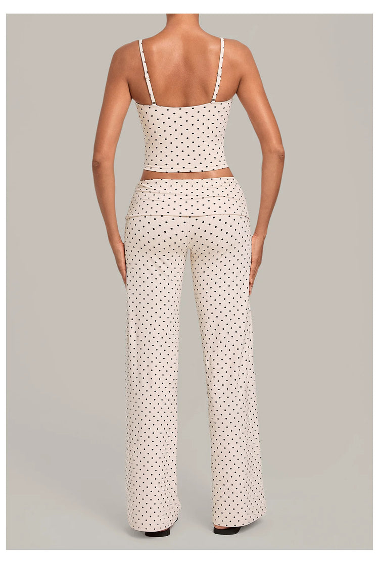 2PCS Stripes And Polka Dots Yoga Suit Women Tracksuits Sports Outfits Gym Clothes Breathable Sports Bra Fitness Flared Pants Set