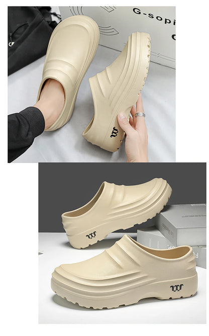 Summer Chef Shoes Anti Slip and Oil Proof Work Shoes Lazy Slippers Casual Trendy Slipper One Step Fashion Garden Shoes For Beach