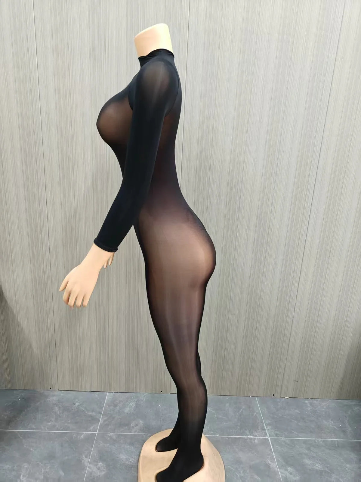 Kliou Sexy See Through Jumpsuits Woman o-Neck Full Sleeve Skinny Peach Buttocks Hot Girls Midnight Fashion Club Party Overalls