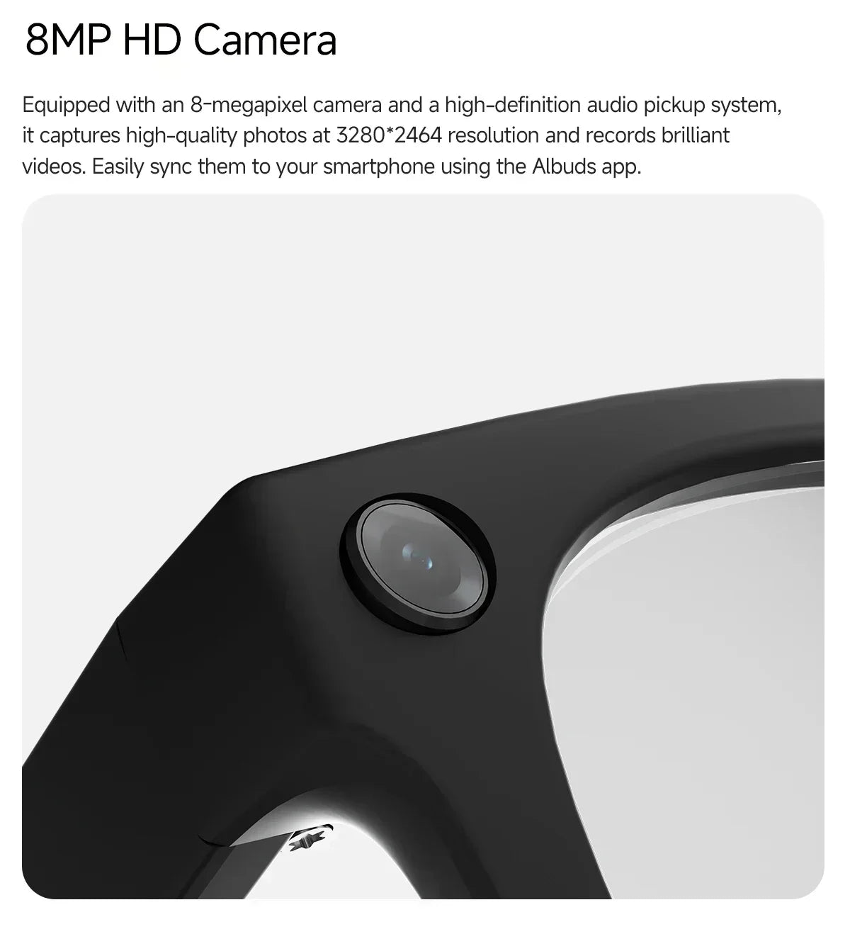 2026 Smart Glasses Genuine Leather 8MP HD Lens 2000Mah Charging Case BT Call 3D Music AI Voice Wake-up AI Translation