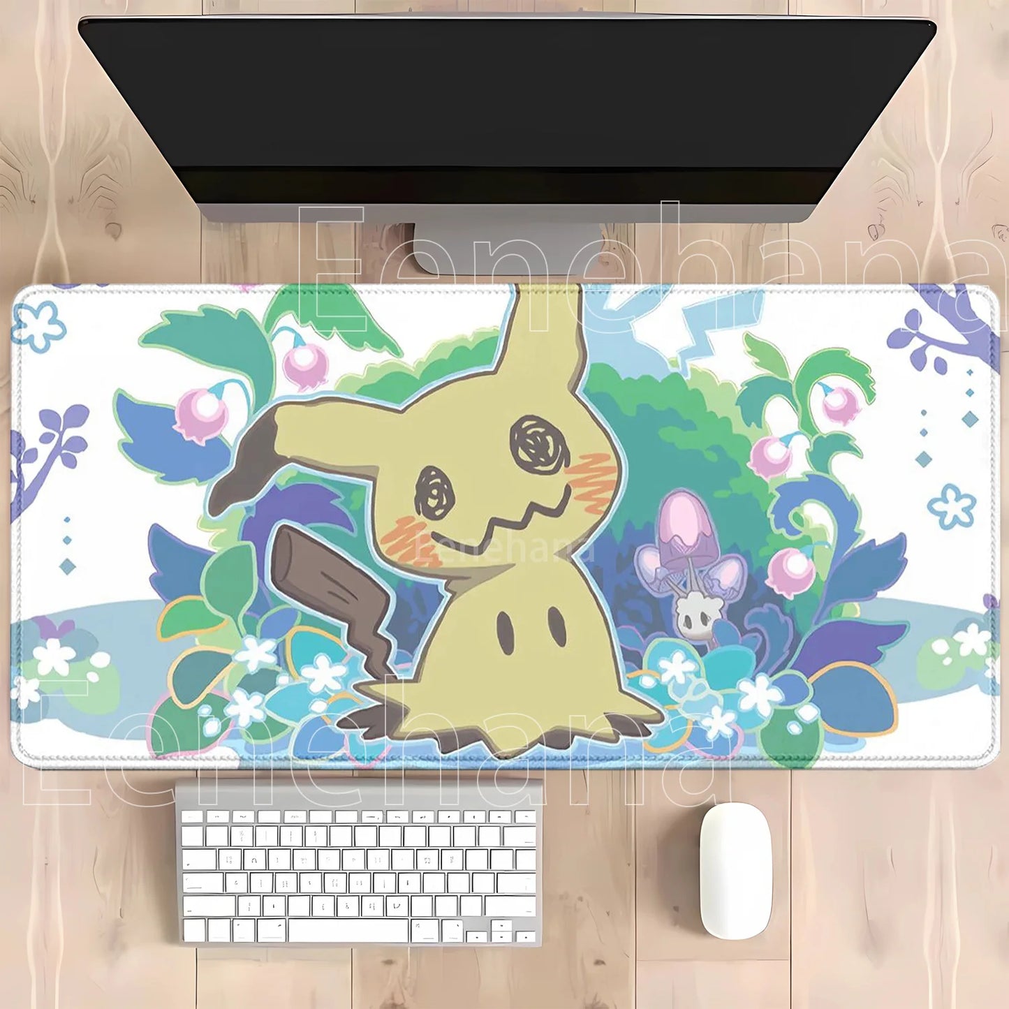 Gaming Pokemon Mimikyu Anime Kawaii PC Mouse Pad Keyboard Overlock Larger Mousepad PC Offices Non-slip Base HD Printing Desk Mat