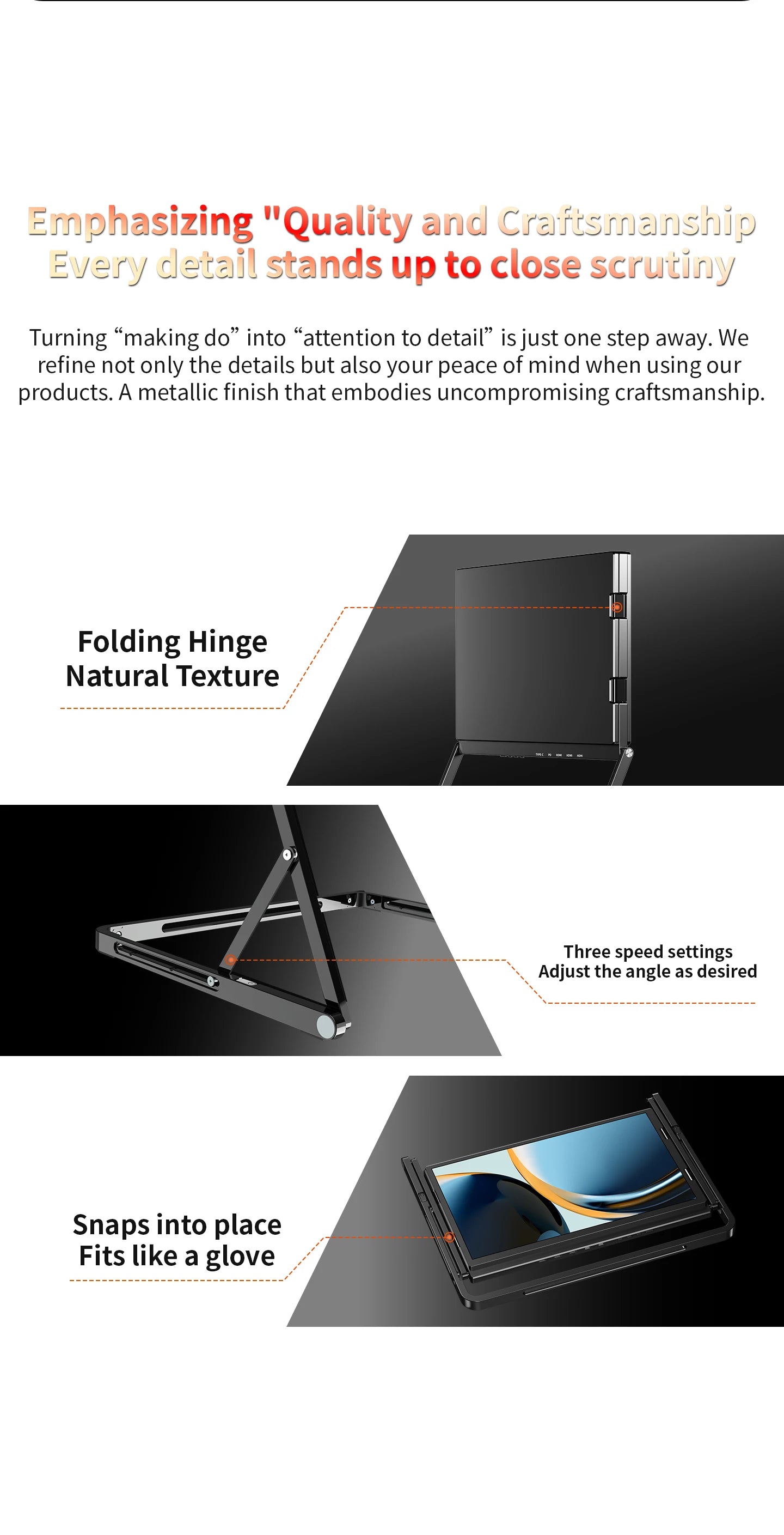 SIBOLAN 16 Inch Triple Screen Foldable Extender Display 2.5k/1080P IPS All-Metal Adjustable Stand USB C for MAC Laptop Travel