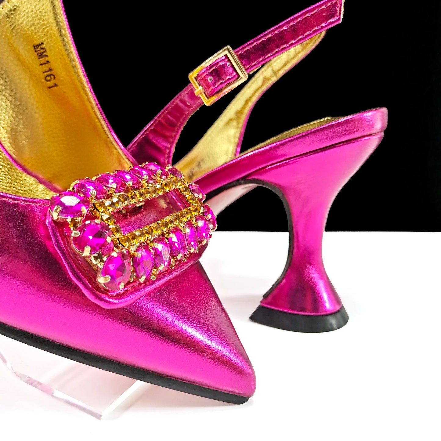 QSGFC Italian Design Rhinestone-encrusted Ladies Party Shoes And Special Bag Women High Heels Wedding Dual Purpose Bag