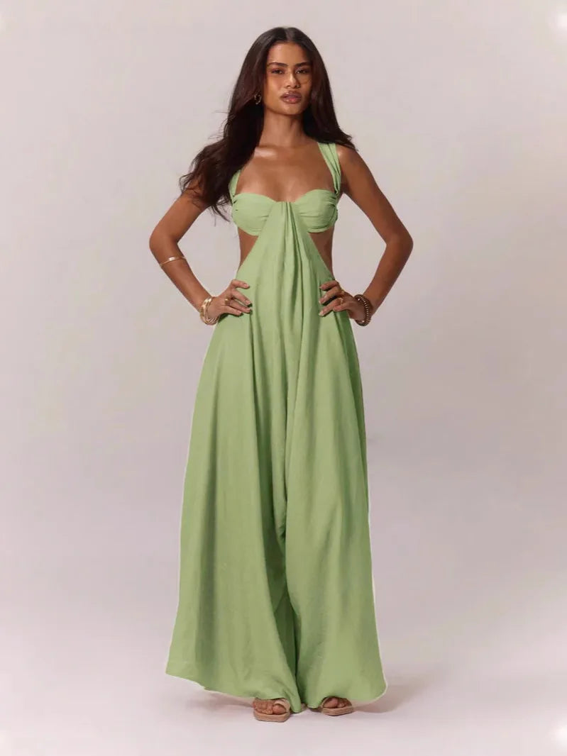 2026 Backless Jumpsuits For Woman Jumpsuit Sling Hollow Out Slim Solid Color Sleeveless Casual Elegant Temperament Simple Style