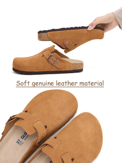 Women's Sandals, Cowhide Leather, Memory Foam Insole, Arch Support, Wide Fit, Non-Slip Sole, Water-Resistant