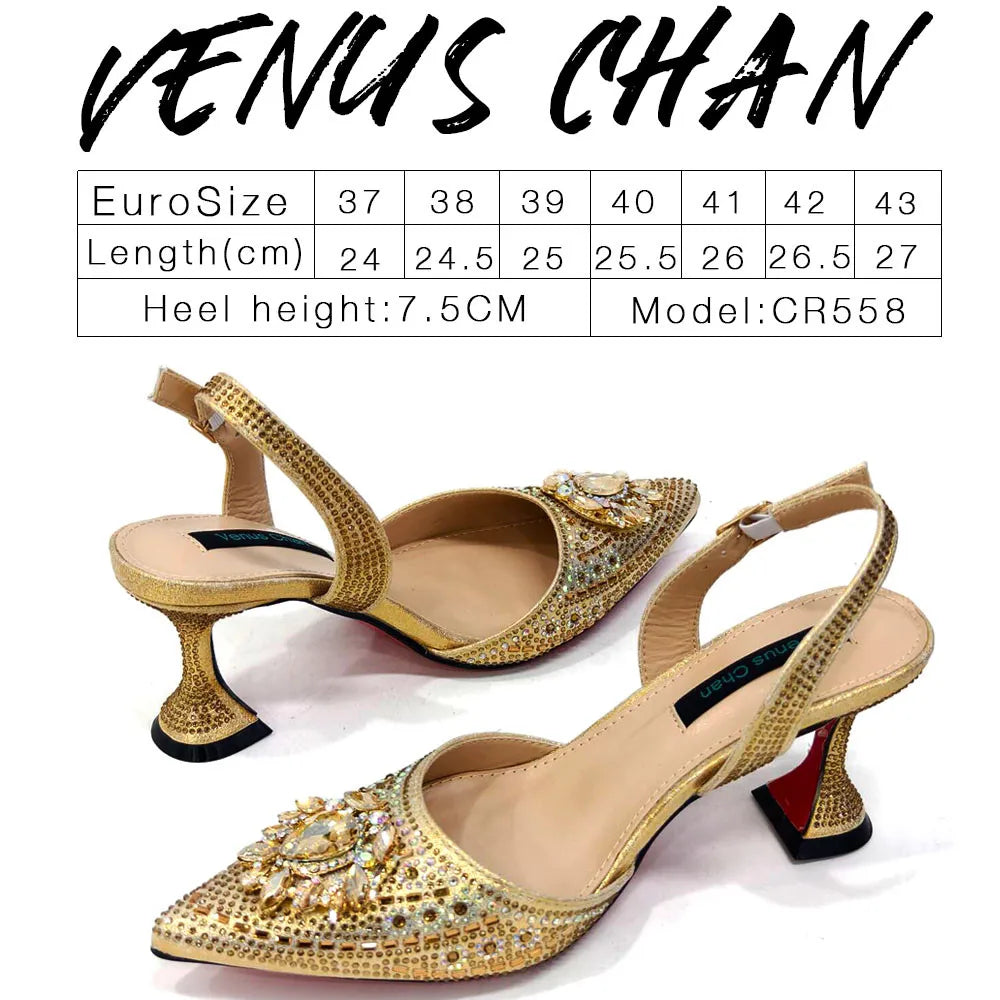 New Fashion Women's Summer Elegant High Heels Women's Sandals Luxury Wedding Italian Women's Party Shoes All Diamond