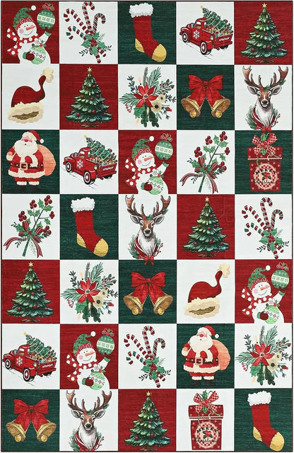 Garvee Christmas Rugs for Living Room Prints Soft Low Pile Bedroom Rug Large Carpet Stain Resistance Non Shedding Indoor Carpet for Dining Room Kitchen Office Decor