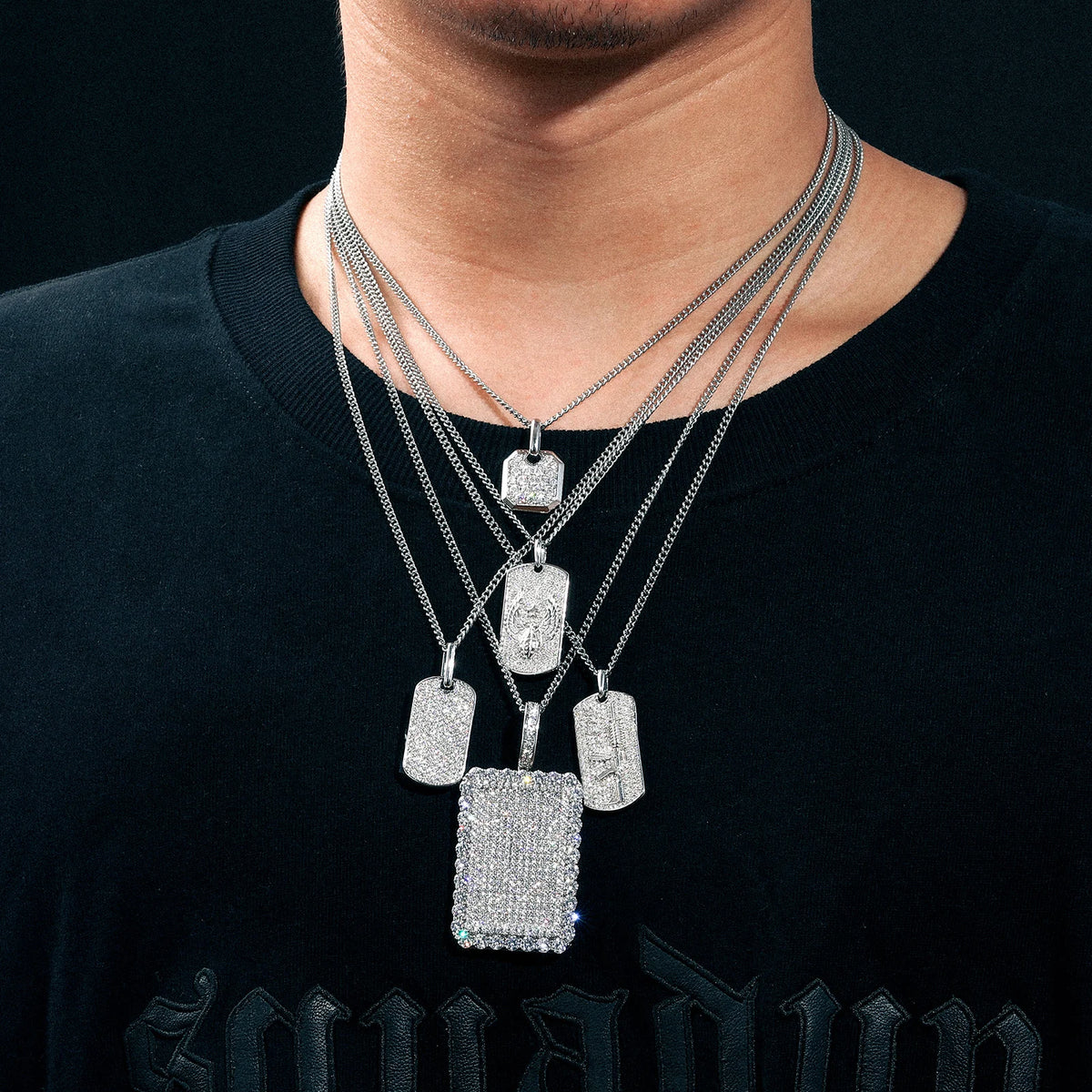 S925 Moissanite Streamline Tag Pendant For Men Women Hip Hop Jewelry D VVS Moissanite Necklace With Free 2MM Steel Cuban Chain