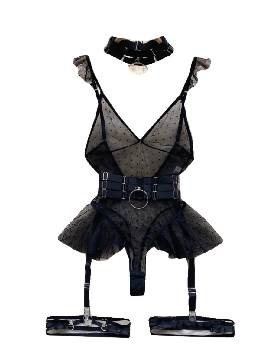 Sexy V-Ne Me Underbody Strap One-Piece Slimming Waist Bellflower Hem Commute Sle High Waist ort Pants Straight Cut