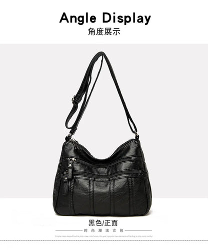 Fashion Soft Leather Crossbody Bags for Women 2026 Casual Female Multi Pocket Messenger Bags Retro Handbags Ladies Shoulder Bags