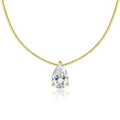 3-5CT Pear Cut Moissanite Pendant Necklace 925 Sterling Silver 18k Gold Plated 1.5mm Chain Party Wedding Jewelry for Women Gift