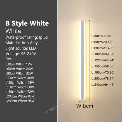 Modern Waterproof outdoor Long Strip LED wall lamps IP65 Iron Wall Light Garden porch Sconce Lights 110V 220V wall washer