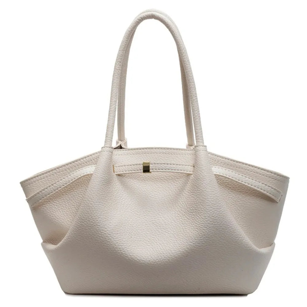 Luxury Lychee Pattern Underarm Shoulder Bags Solid Color PU Leather Women's Handbags Large Capacity Tote Bag Travel