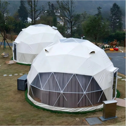 Flame Retardant Windproof Prefab Geodome Tent, Large Sun Shade Spherical Glamping Lodge Tent for Scenic Spot & Camping Resort