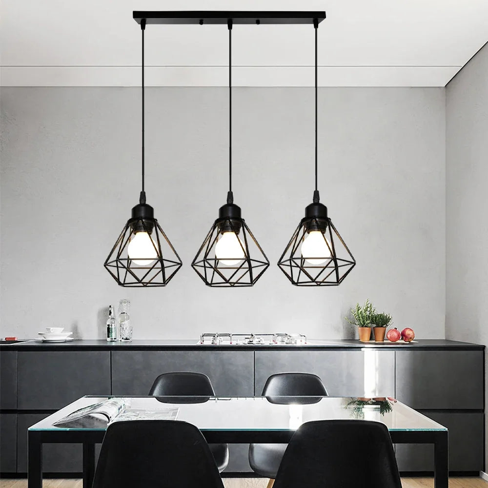 Retro Pendant Lamp Iron Frame Ceiling Lighting Paint Restaurant Teahouse Chandelier Indoor Wrought Metal Modern Pendant Lights