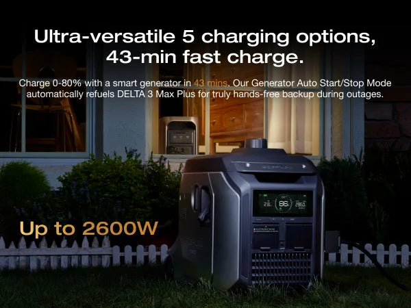 ECOFLOW Portable Power Station DELTA 3 MAX Plus with 45W Solar Panel, 3000W Max Output, Fast 0–80% Recharge in 64mins, Reliable