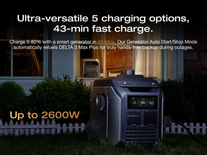 ECOFLOW Portable Power Station DELTA 3 MAX Plus with 45W Solar Panel, 3000W Max Output, Fast 0–80% Recharge in 64mins, Reliable