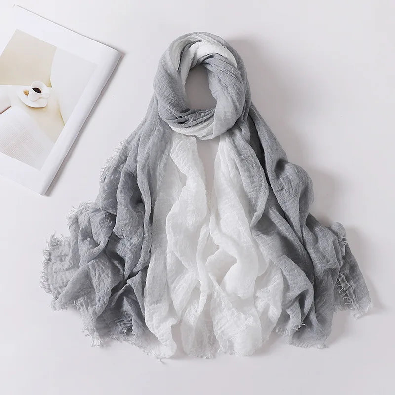 180*90cm Gradient Cotton Linen Women Muslim Hijab Scarf Woman Islamic Arab Shawl Wrap Head Scarves Ready To Wear Headscarf