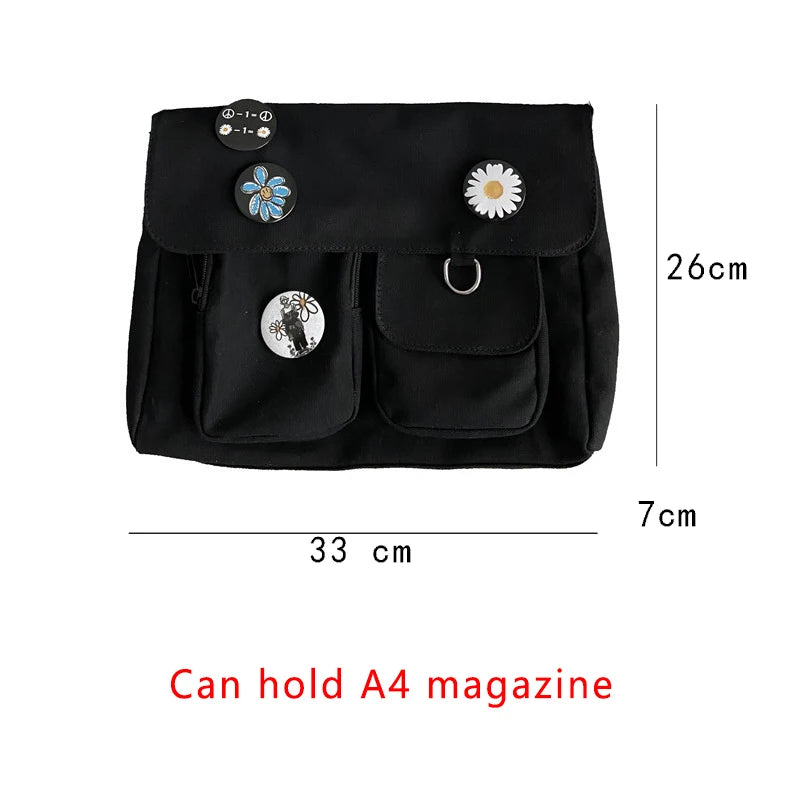 Fashion Women Canvas Shoulder Bags For Youth Casual Ladies Large Capacity Crossbody Bags Solid Handbags Messenger Bags for Women