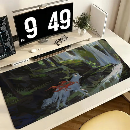 Pro E-Sports XXL Gaming Mousepad Extra Large Non-Slip Stitched Edge Keyboard Laptop Desk Mat For PC Gamer Cartoon Okami