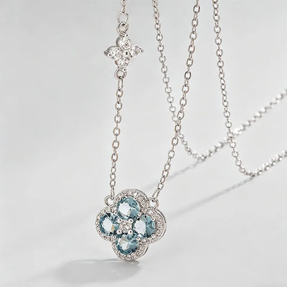 925 Sterling Silver Lucky Four-leaf Clover Pendant Necklace for Women Delicate Choker Chain Wedding Party Engagement Jewelry