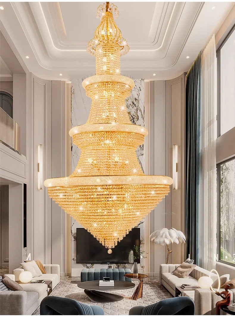 Luxury Crystal Chandeliers Home Decorate Ceiling Chandelier Lustre Duplex Loft Pendant Lights for Living Dining Room Żyrandol