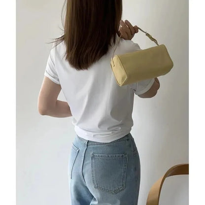 2025 New Luxury 90s Pen Holder Bag Genuine Soft Cowhide & Suede Mini Crossbody Bag Hand-Carry Vintage Shoulder Purse for Women