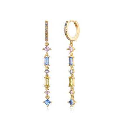 925 Sterling Silver Needle Light Blue Zircon Stud Earrings for Women Fashion Blue Enamel Pendant Earrings Luxury Jewelry Gifts