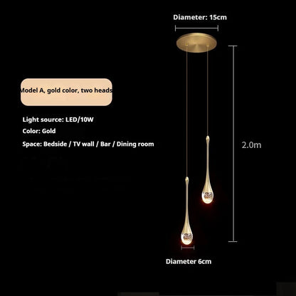 Crystal Luxury Chandelier Villa Staircase Living Room Hanging Lamp Bedroom Bedside LED Light Hotel Lobby Crystal Pendant Lights