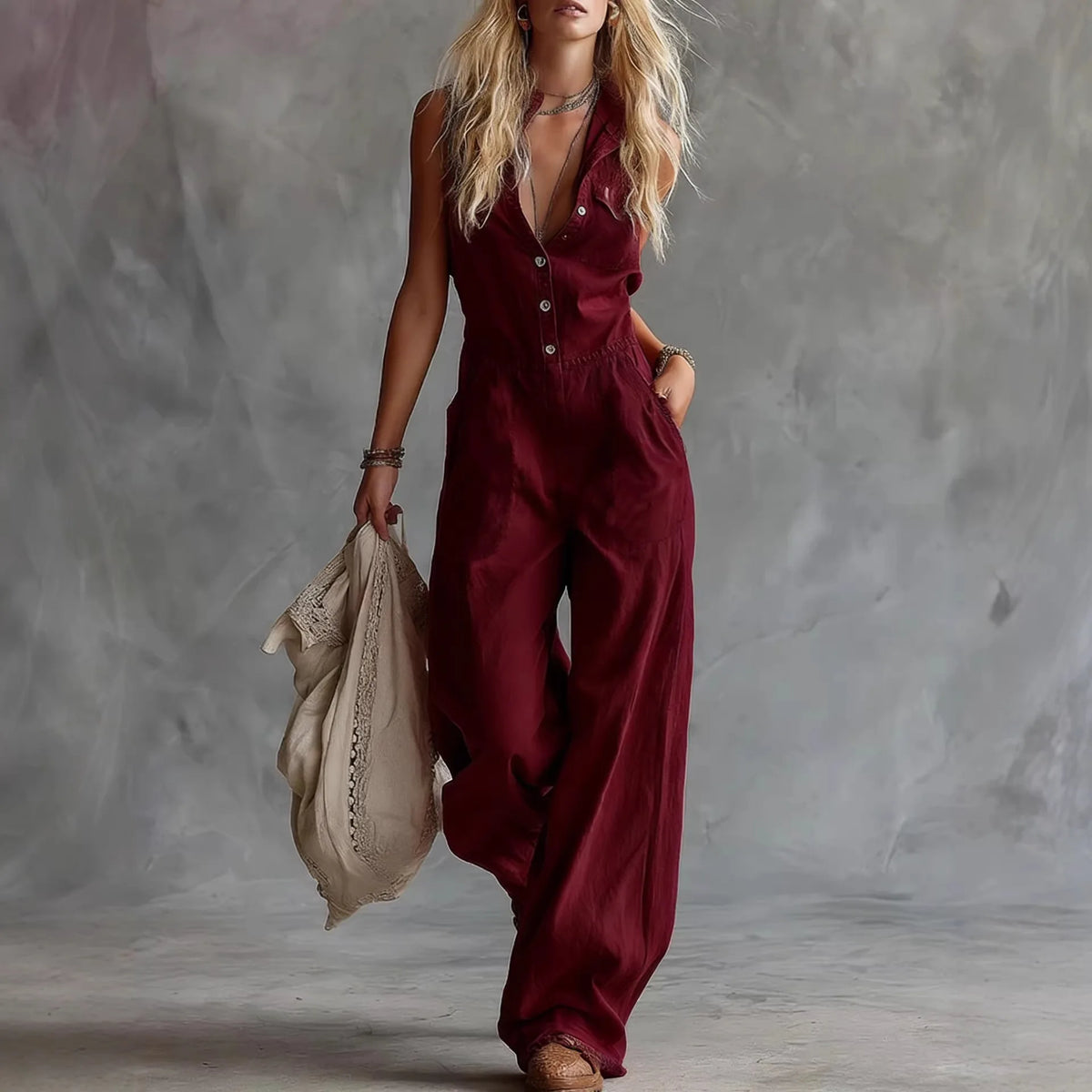 Jumpsuits Women One Piece Sleeveless Overalls Long Pants High Waist Turn Down Collar Rompers Y2k Streetwear Jumpsuit Work 2026
