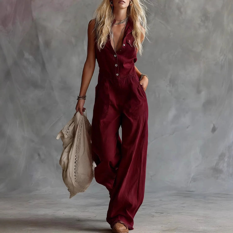 Jumpsuits Women One Piece Sleeveless Overalls Long Pants High Waist Turn Down Collar Rompers Y2k Streetwear Jumpsuit Work 2026