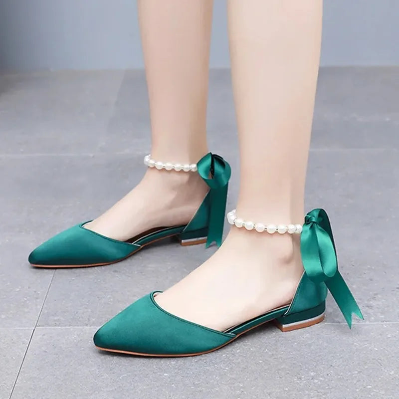 Summer New Women Shoes Fashion Pointed Tip Flat Sandals for Woman Elegant Dress Wedding Shoe Luxury Designer Shoes Zapatos Mujer
