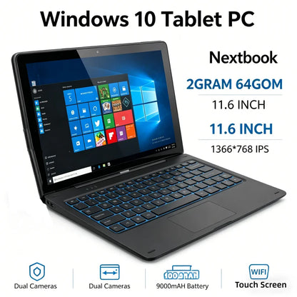 Hot Sales 11.6'' Windows 10 Tablet PC 2GB DDR+64GB 2 In1 Docking Keyboard G12 Z8350 CPU 1366*768 IPS Touch Quad Core Dual Camera