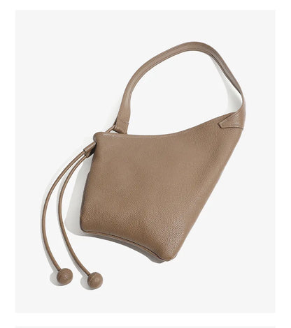 Women's Genuine Grade Cow Leather Handbags Luxury Designer Ladeis Shoulder Crossbody Bucket Bags for Woman Cowhide Underarm Bag