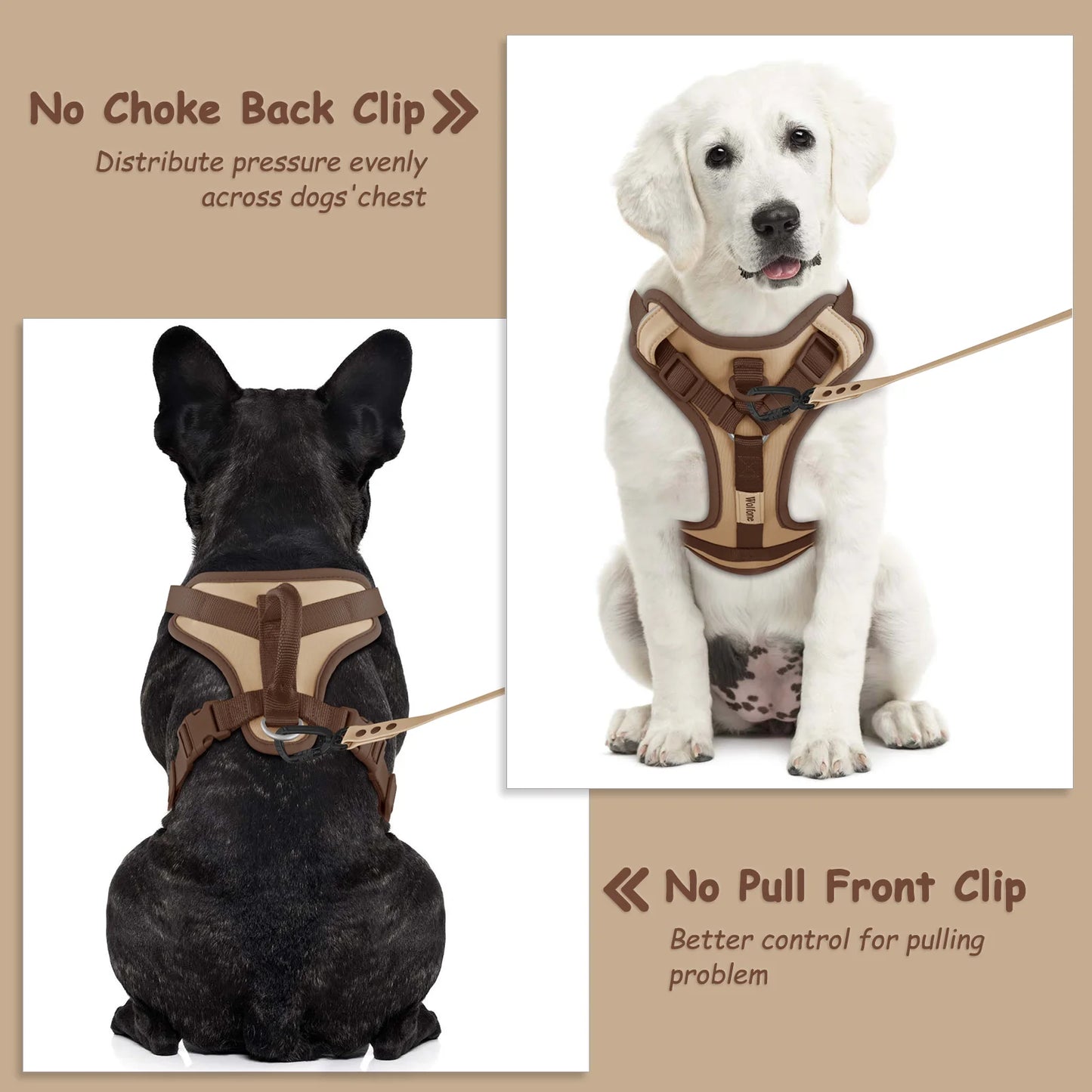 New Chocolate Color Luxury Dog Harness No Pull for Large Small Dogs Adjustable Chest Strap Dog Harness Personalized